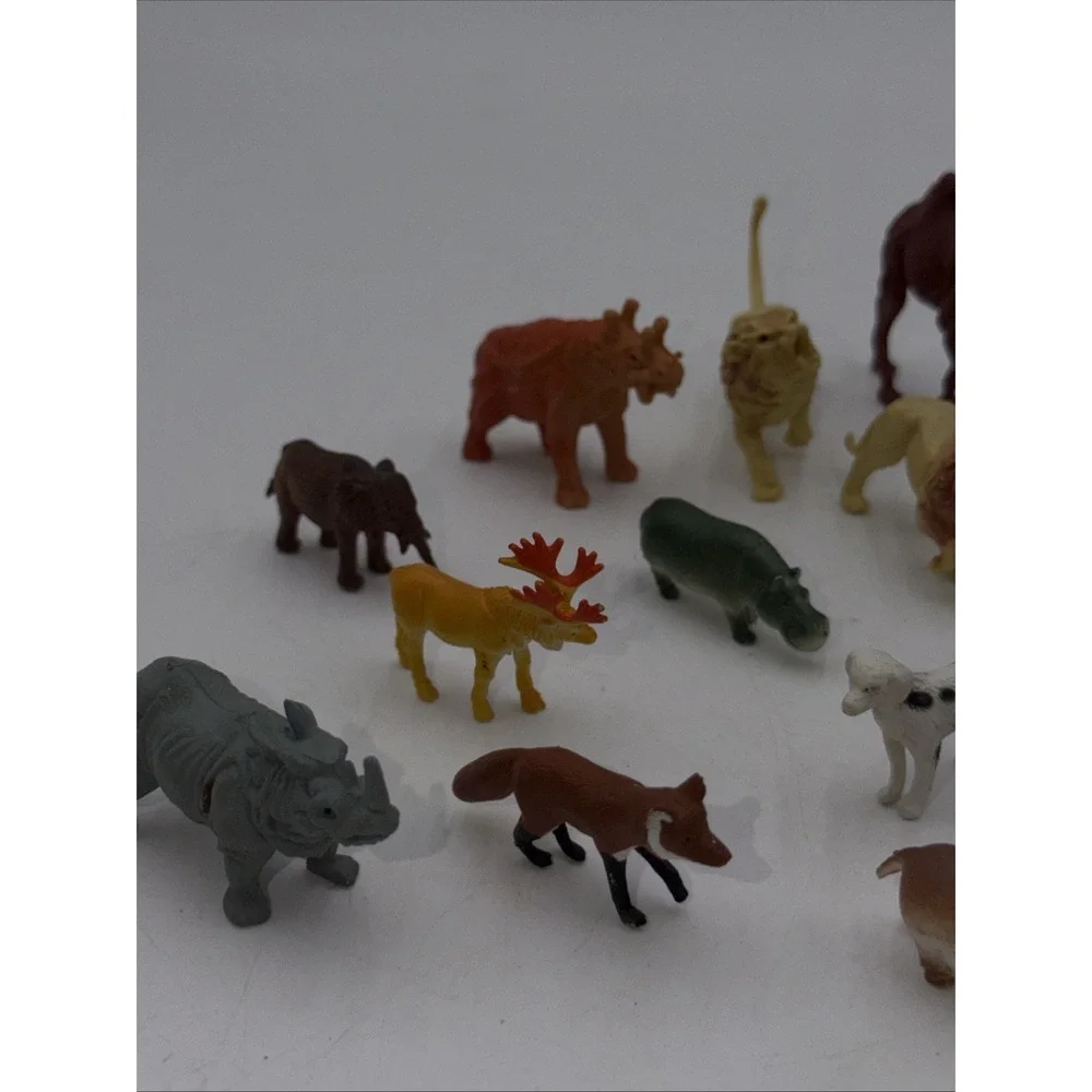Vintage Miniature Animals Lot (13) Assorted Hard Plastic Wild Safari Gorilla Toy